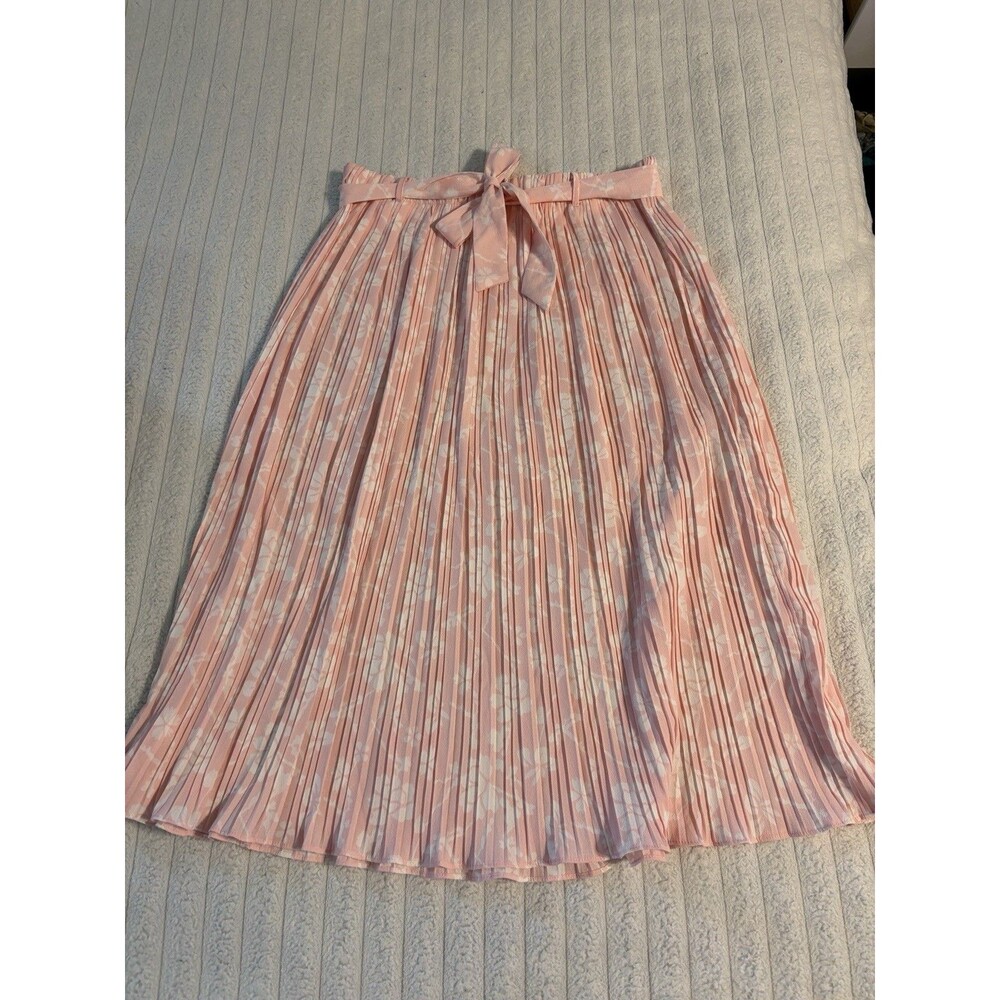 Alice Blue Ditsy Floral Midi Skirt Womens XL Petal Pink White Pleated Sheer
